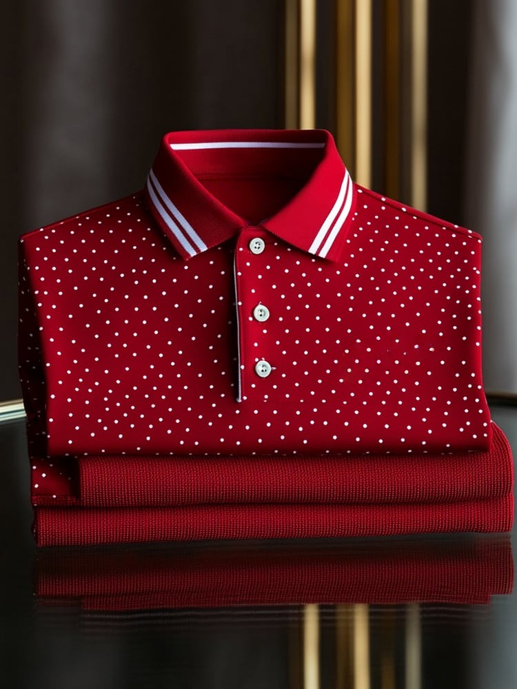 Men's Classic Business Logo Button Short Sleeve Polo Shirt