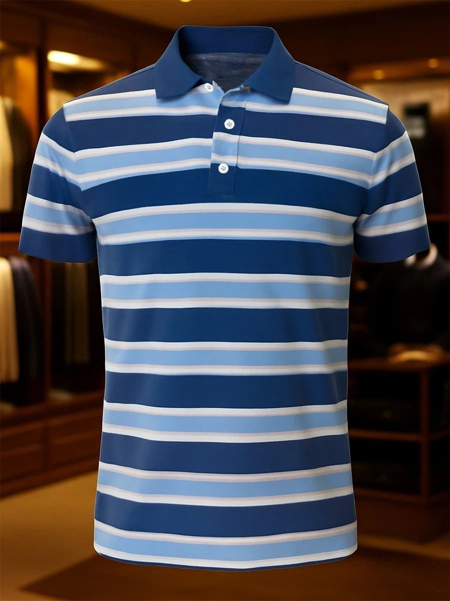 Men's Business Casual Button Short Sleeve Polo Shirt