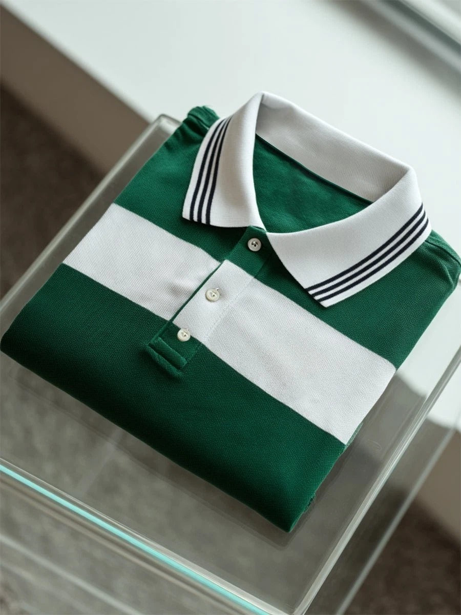 Men's Business Casual Button Short Sleeve Polo Shirt