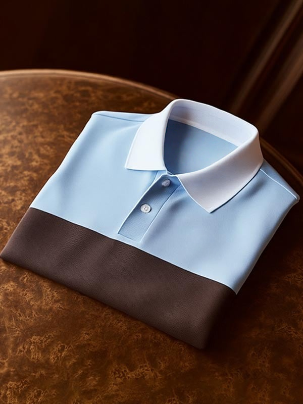 Men's Business Classic Striped Logo Short Sleeve Polo Shirt