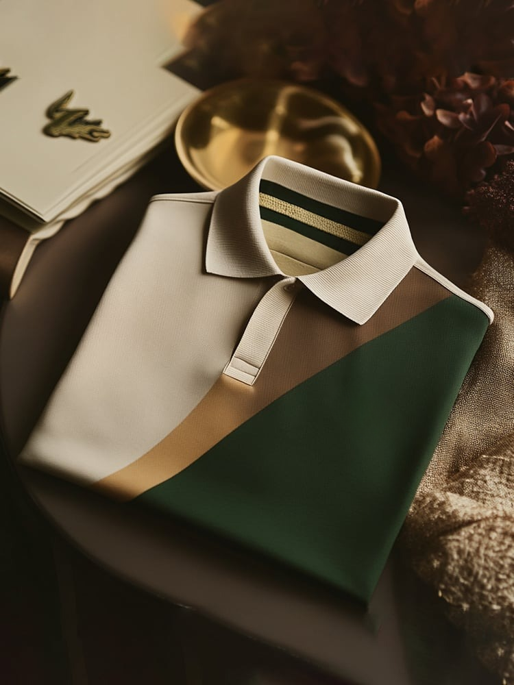 Men's Classic Business Logo Button Short Sleeve Polo Shirt