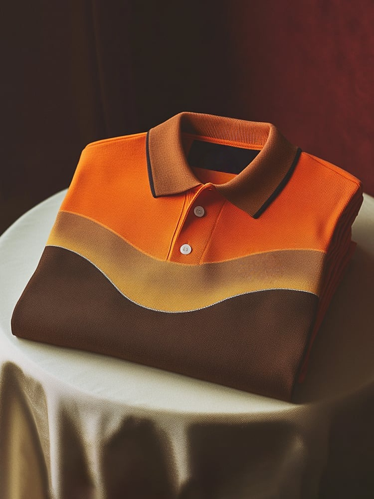 Men's Classic Business Logo Button Short Sleeve Polo Shirt