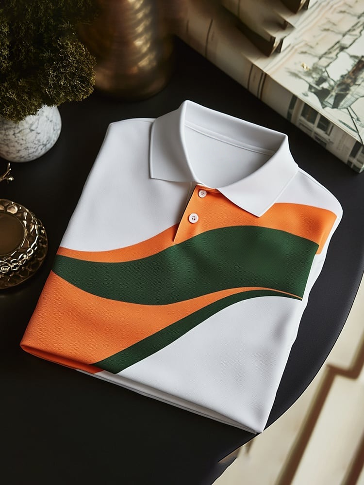 Men's Classic Business Logo Button Short Sleeve Polo Shirt
