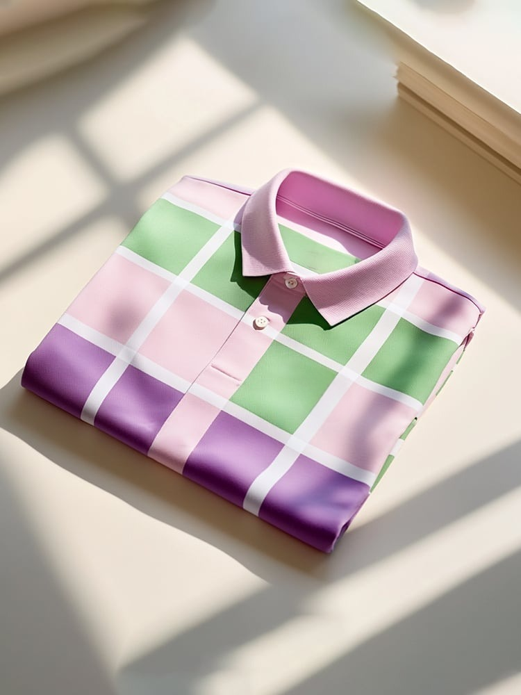 Men's Classic Business Logo Button Short Sleeve Polo Shirt