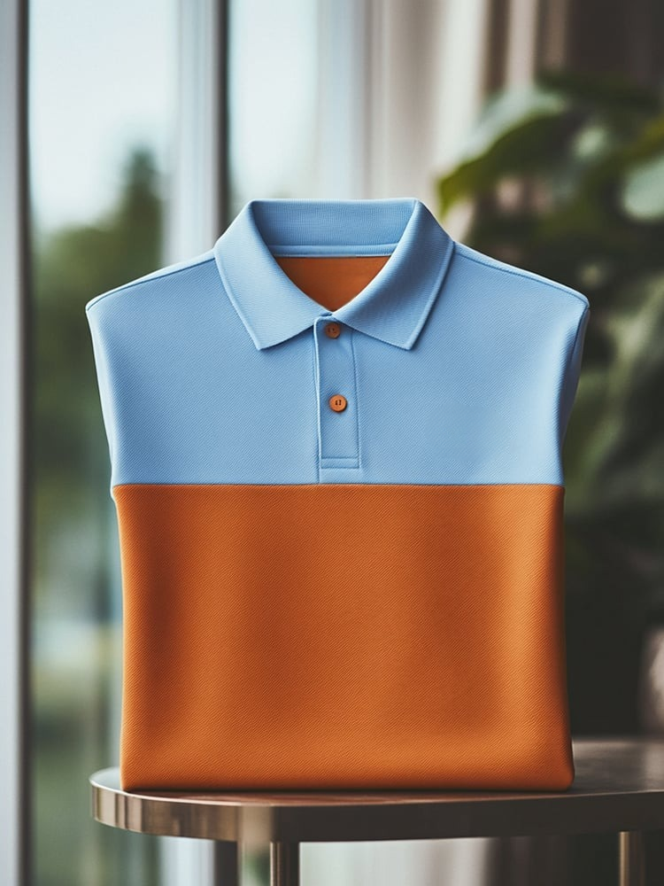 Men's Classic Business Logo Button Short Sleeve Polo Shirt