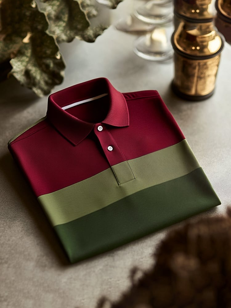 Men's Classic Business Logo Button Short Sleeve Polo Shirt