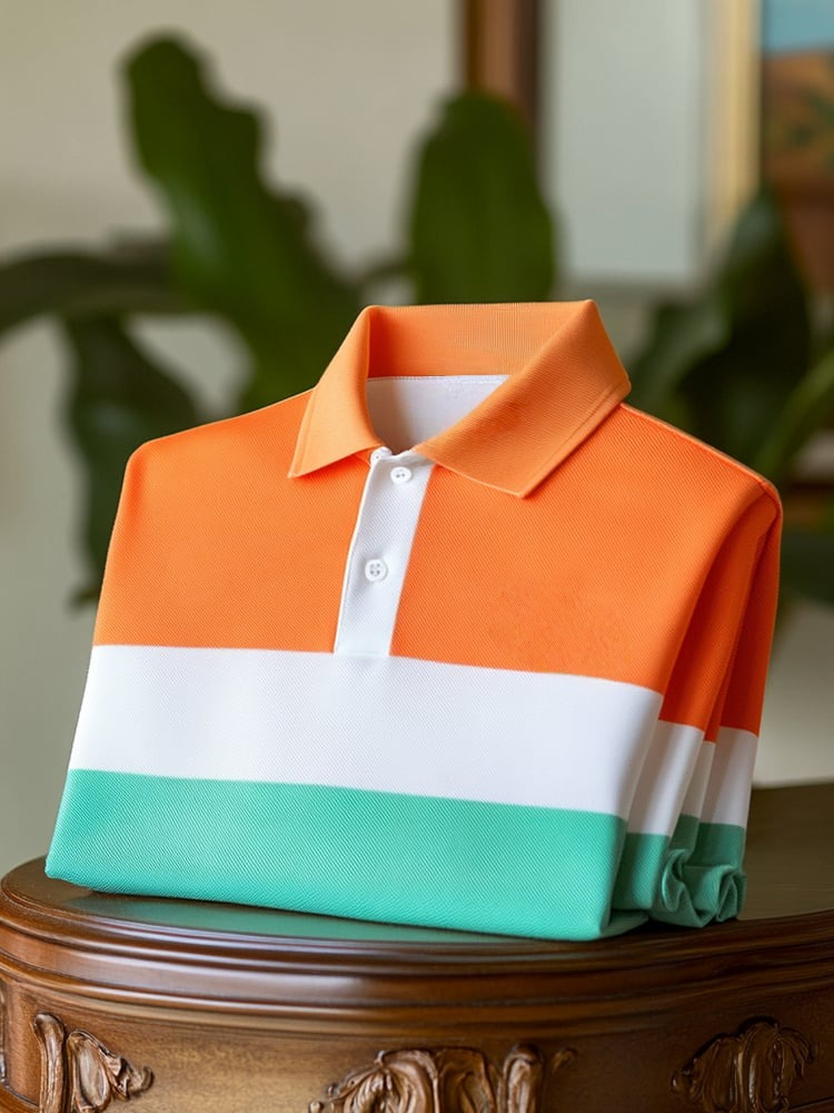 Men's Classic Business Logo Button Short Sleeve Polo Shirt