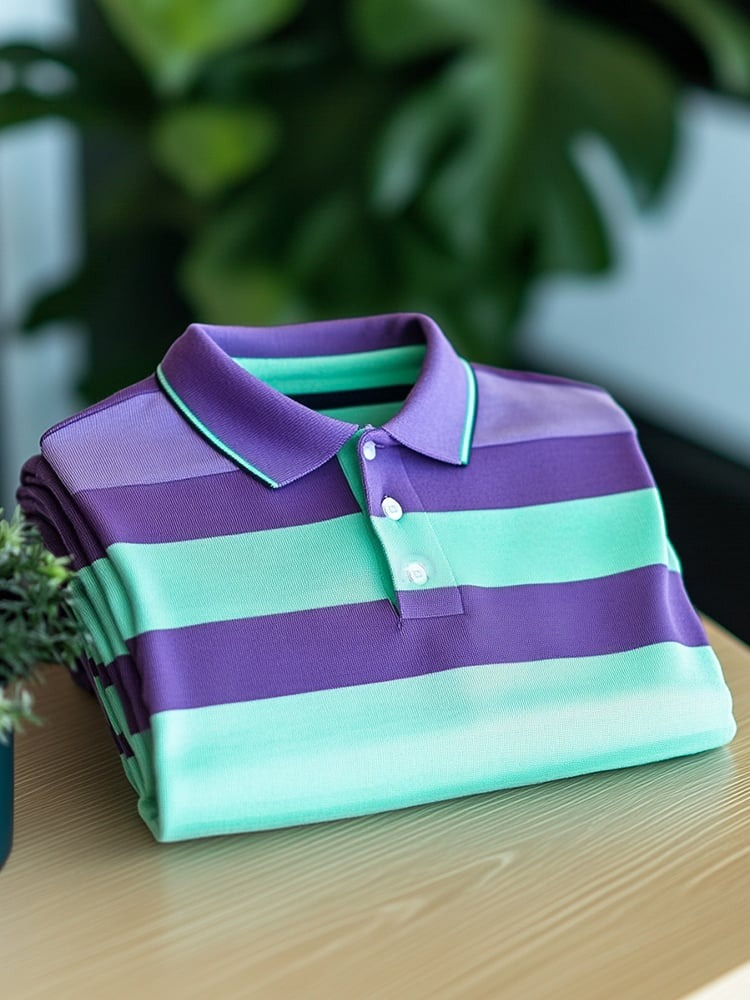 Men's Business Casual Button Short Sleeve Polo Shirt