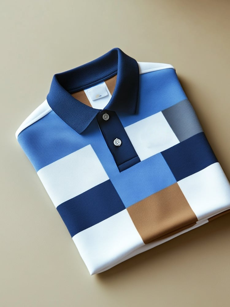 Men's Business Casual Button Short Sleeve Polo Shirt