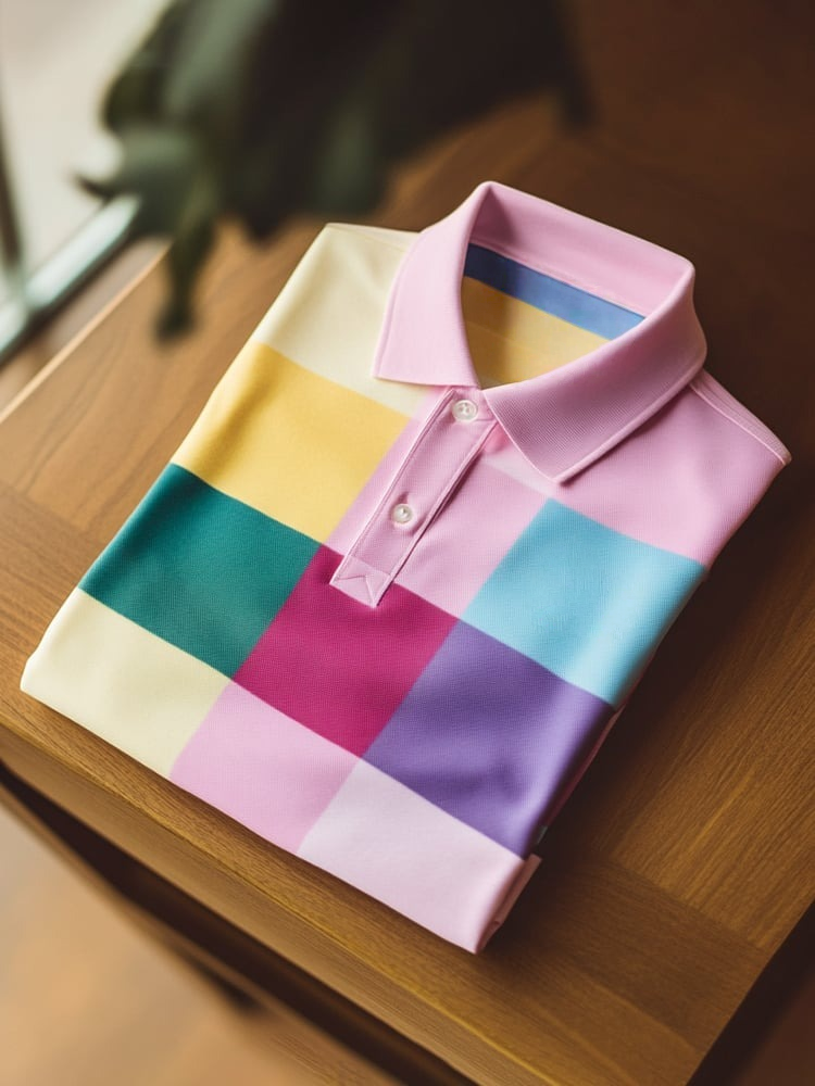 Men's Classic Business Logo Button Short Sleeve Polo Shirt