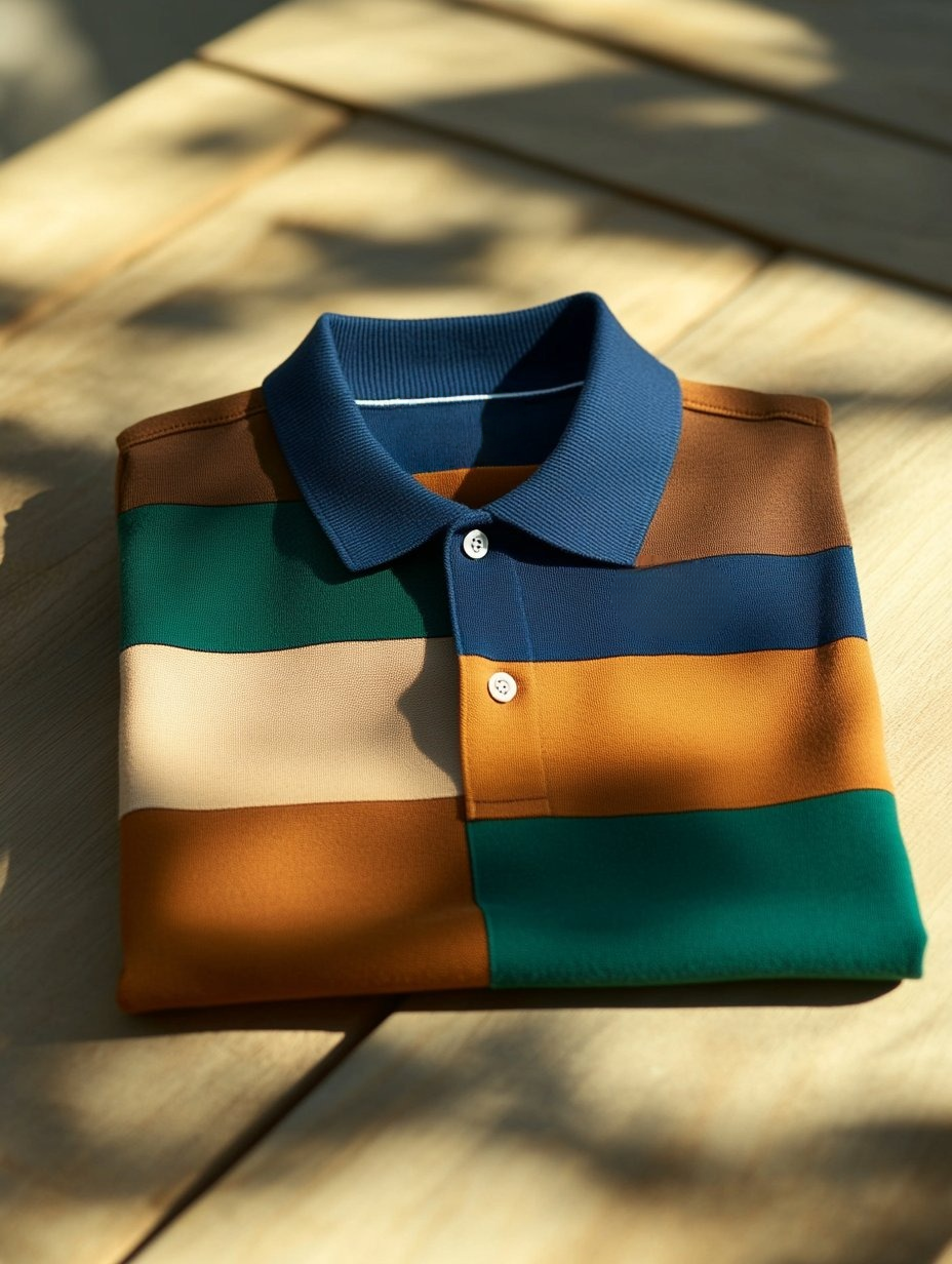 Men's Business Casual Button Short Sleeve Polo Shirt