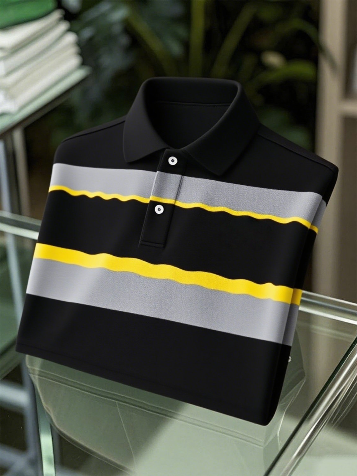 Men's Business Casual Art Button Short Sleeve Polo Shirt