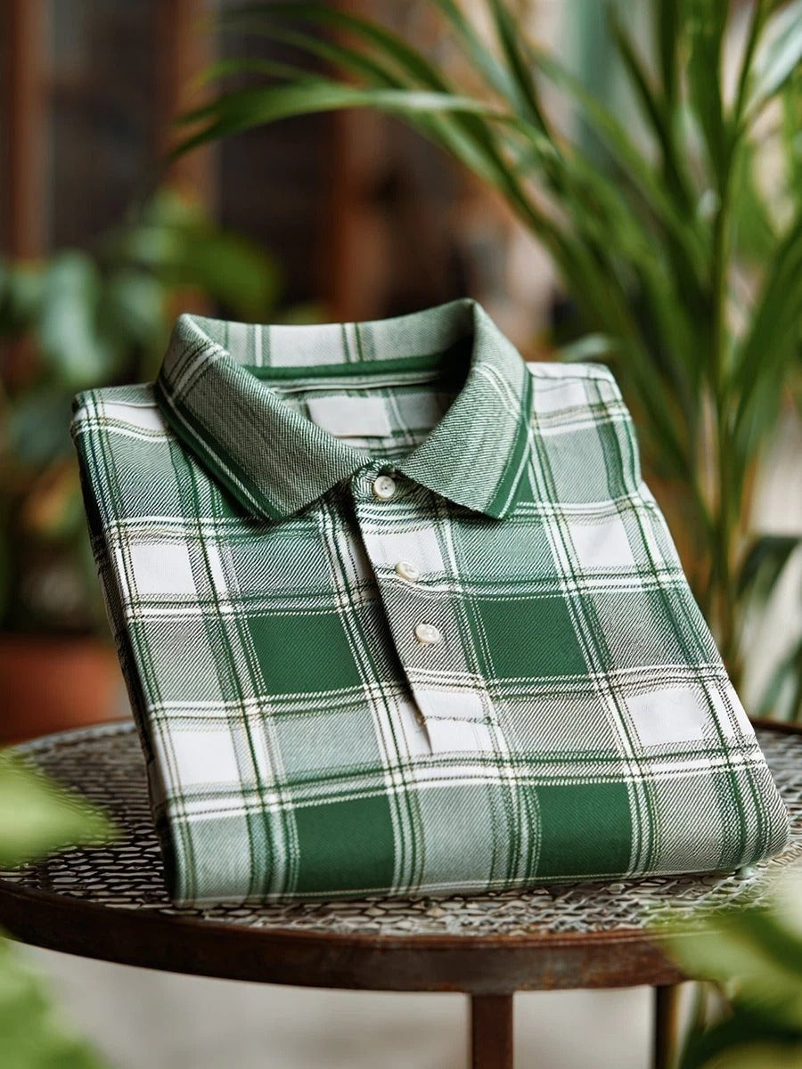 Men's Classic Business Logo Button Short Sleeve Polo Shirt