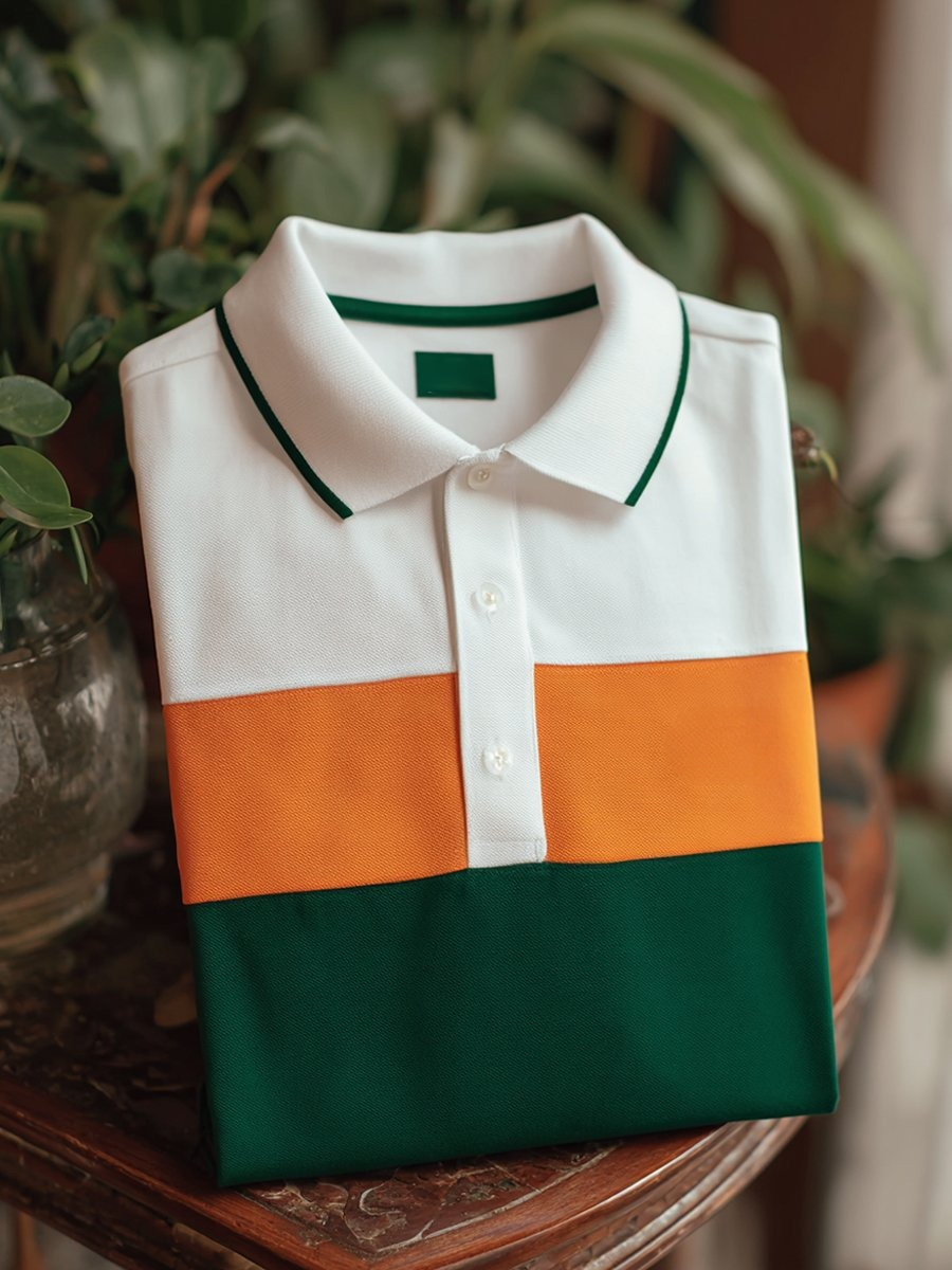 Men's Classic Business Logo Button Short Sleeve Polo Shirt