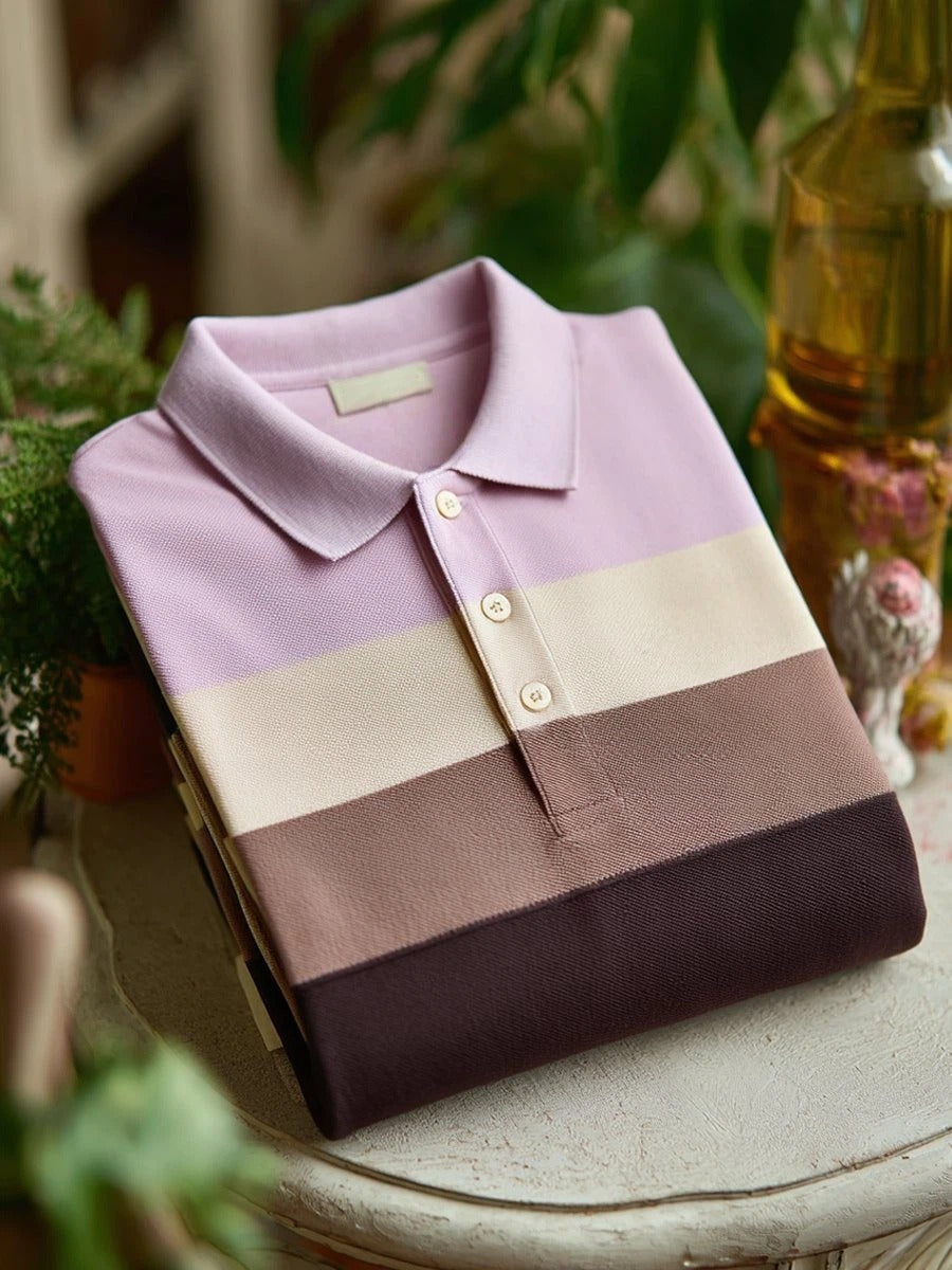Men's Classic Business Logo Button Short Sleeve Polo Shirt