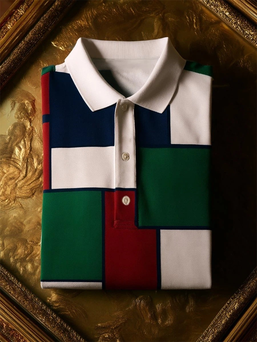 Men's Business Casual Button Short Sleeve Polo Shirt