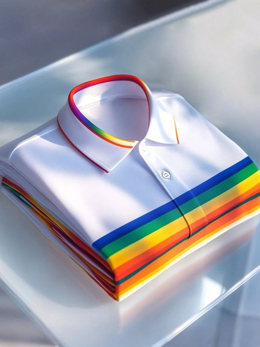 Men's Business Casual Artistic Button Short Sleeve Polo Shirt
