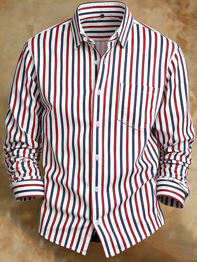 Men's Retro Abstract Art Print Comfortable Business Style Shirt