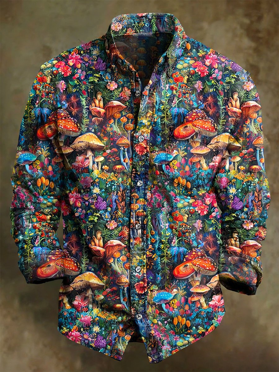 Men's Vintage Art Long-Sleeved Shirt