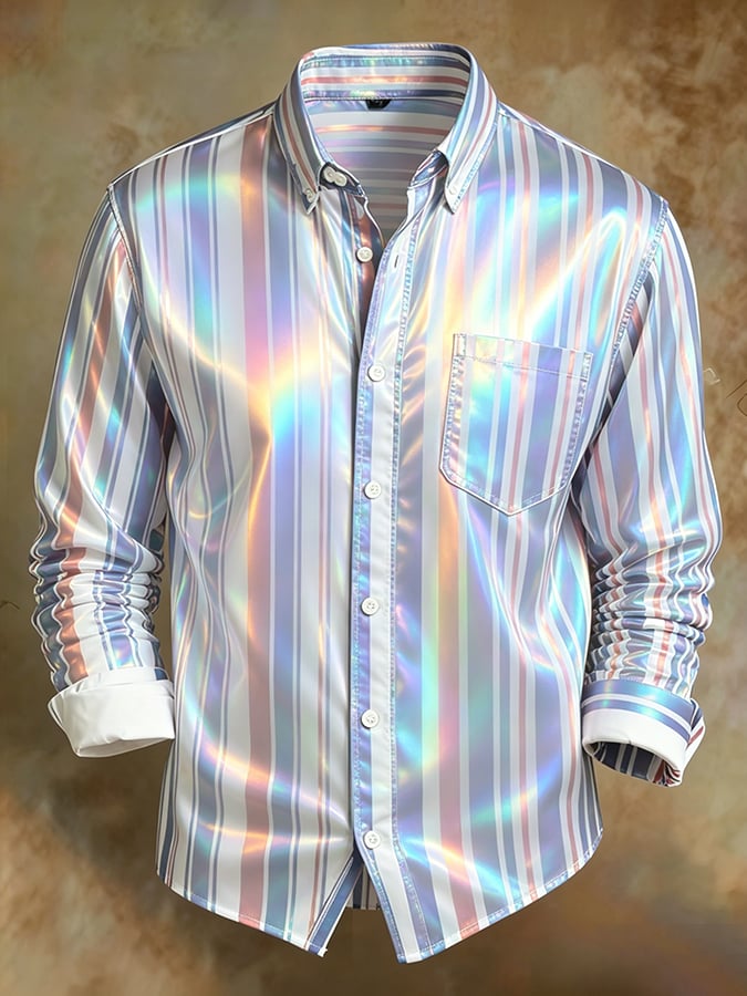Men's Retro Abstract Art Print Comfortable Business Style Shirt