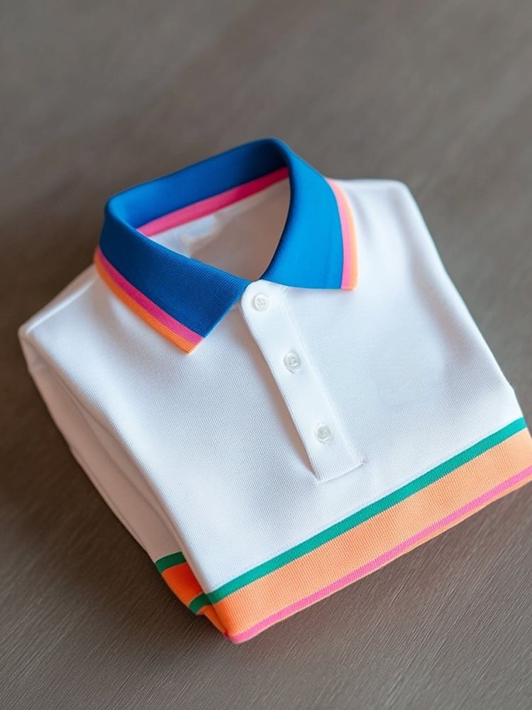 Men's Business Casual Button Short Sleeve Polo Shirt