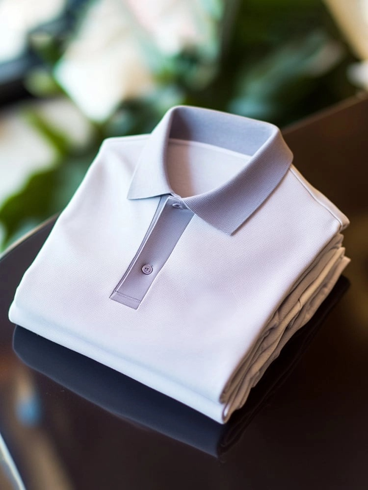 Men's Classic Business Check Logo Button Short Sleeve Polo Shirt