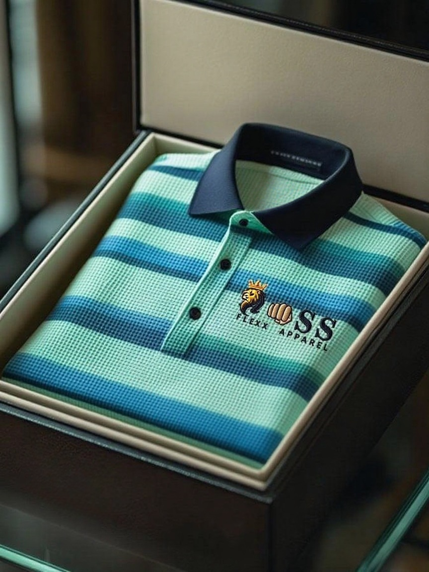 Men's Fashion Business Style Letter Printed Waffle Casual Short Sleeve POLO Shirt