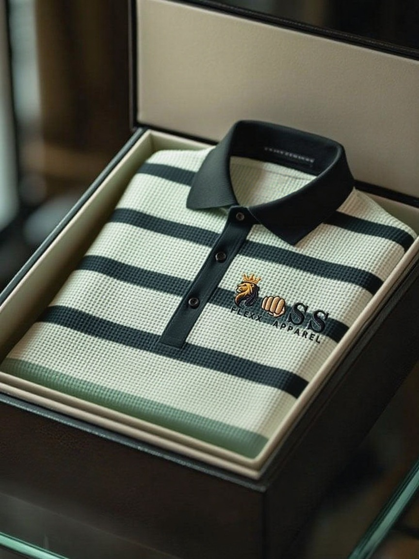 Men's Fashion Business Style Letter Printed Waffle Casual Short Sleeve POLO Shirt