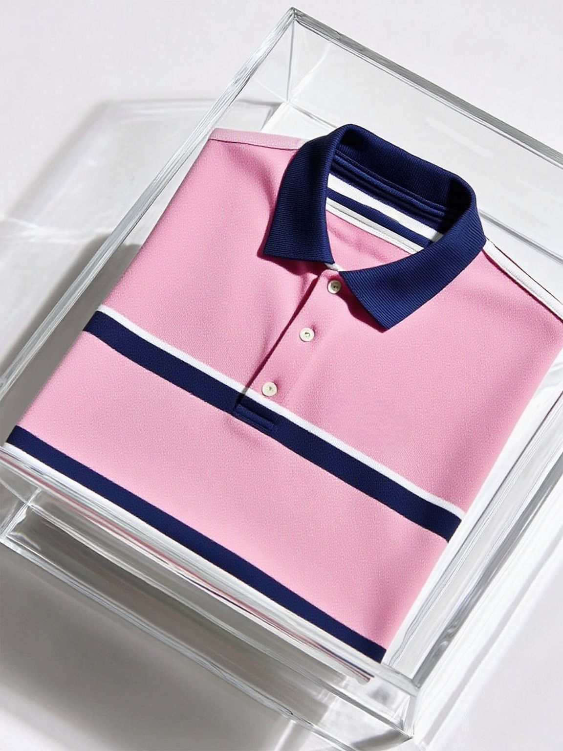 Men's Business Casual Color Block Stripe Button Short Sleeve Polo Shirt