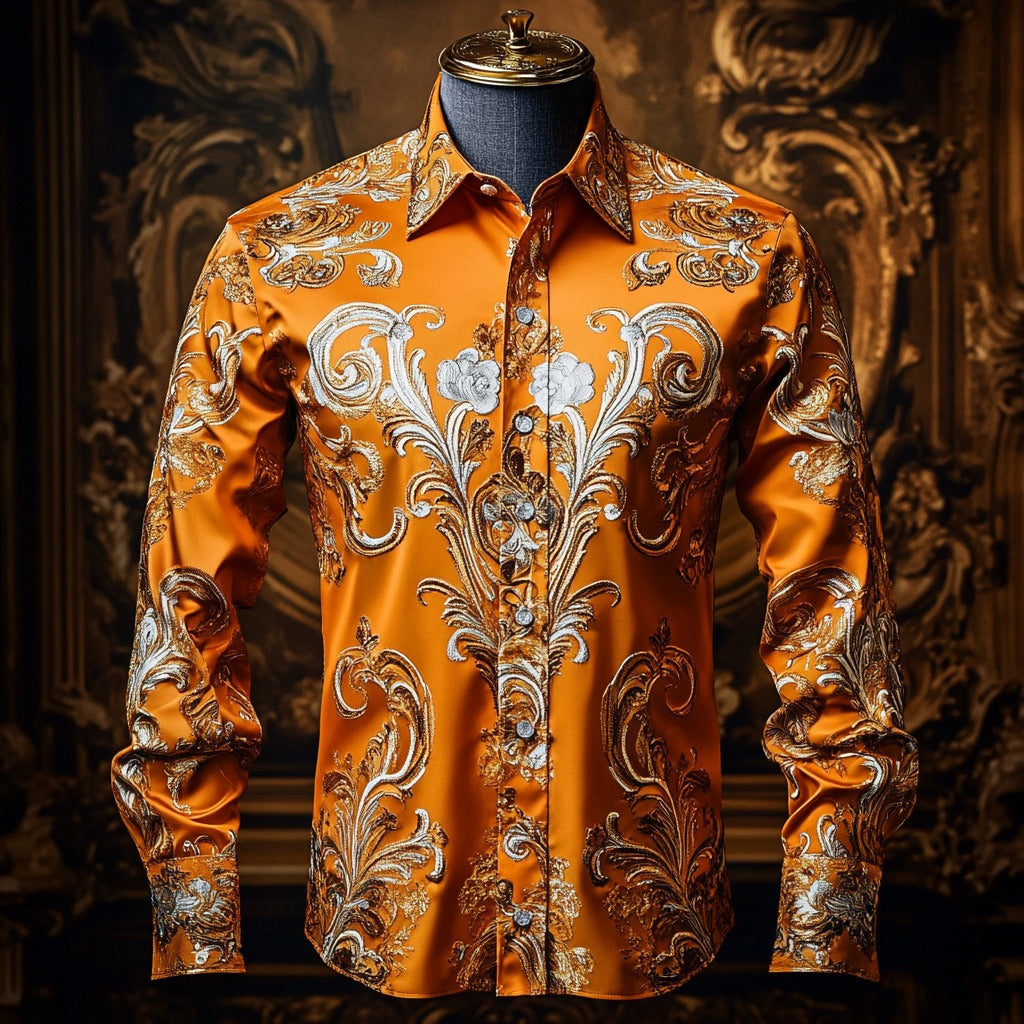 Baroque business classic luxury high quality versatile men's fashion suit long-sleeved shirt