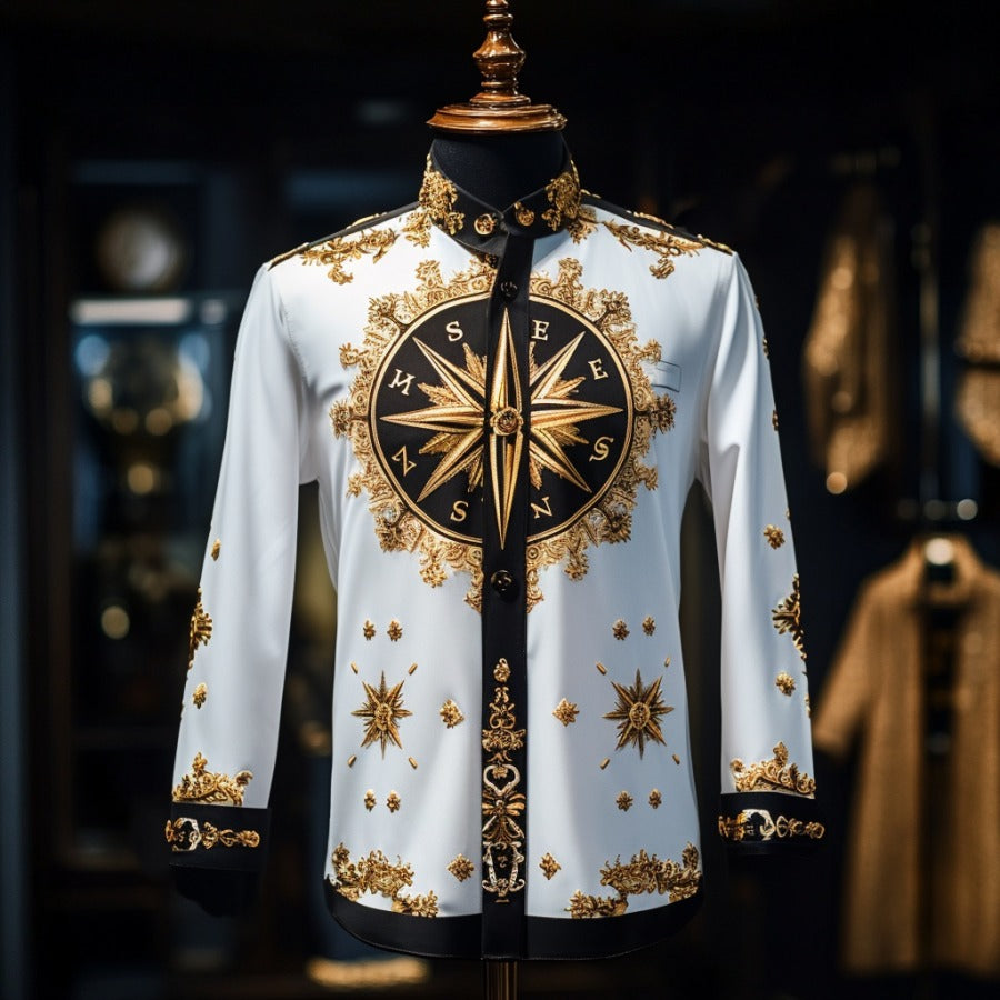 Baroque business classic luxury high quality versatile men's fashion suit long-sleeved shirt