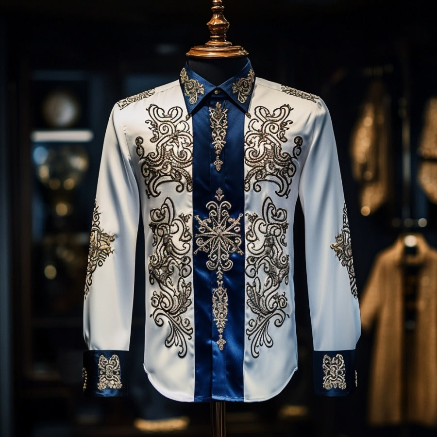 Baroque business classic luxury high quality versatile men's fashion suit long-sleeved shirt
