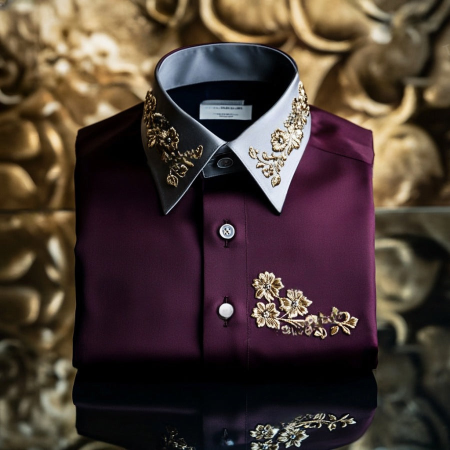 Men's Luxe Satin Long Sleeve Shirt