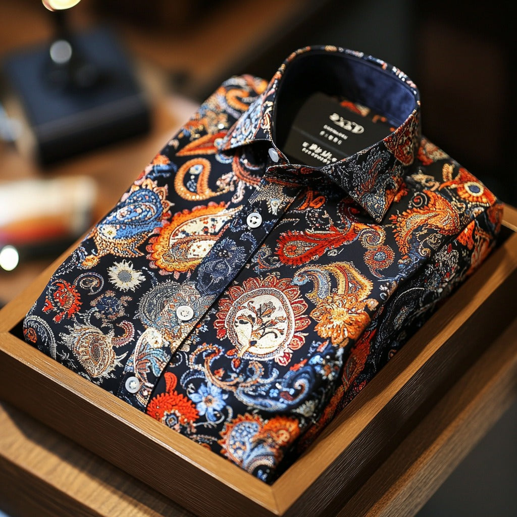 Men's Paisley Classical Pattern Long Sleeve Shirt