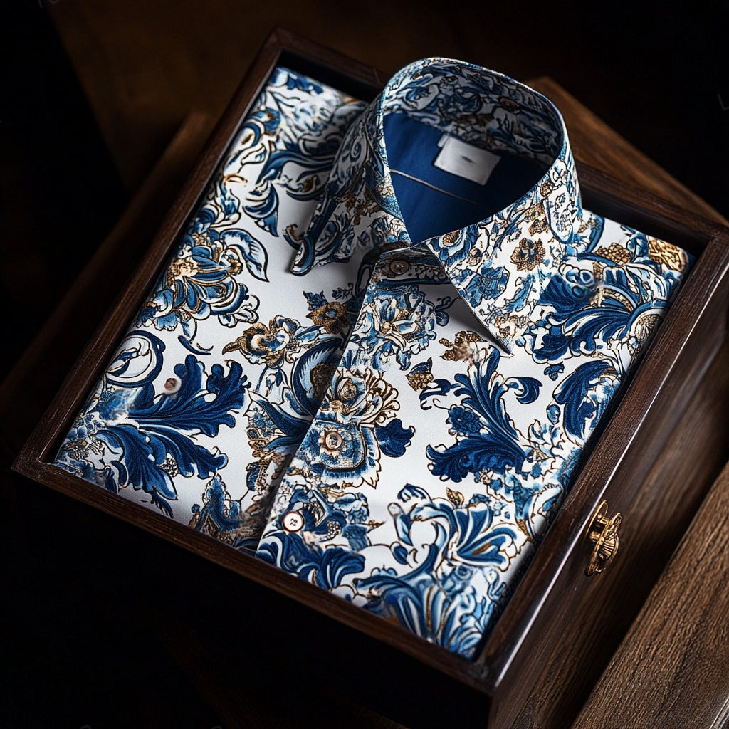 Men's Paisley Classical Pattern Long Sleeve Shirt