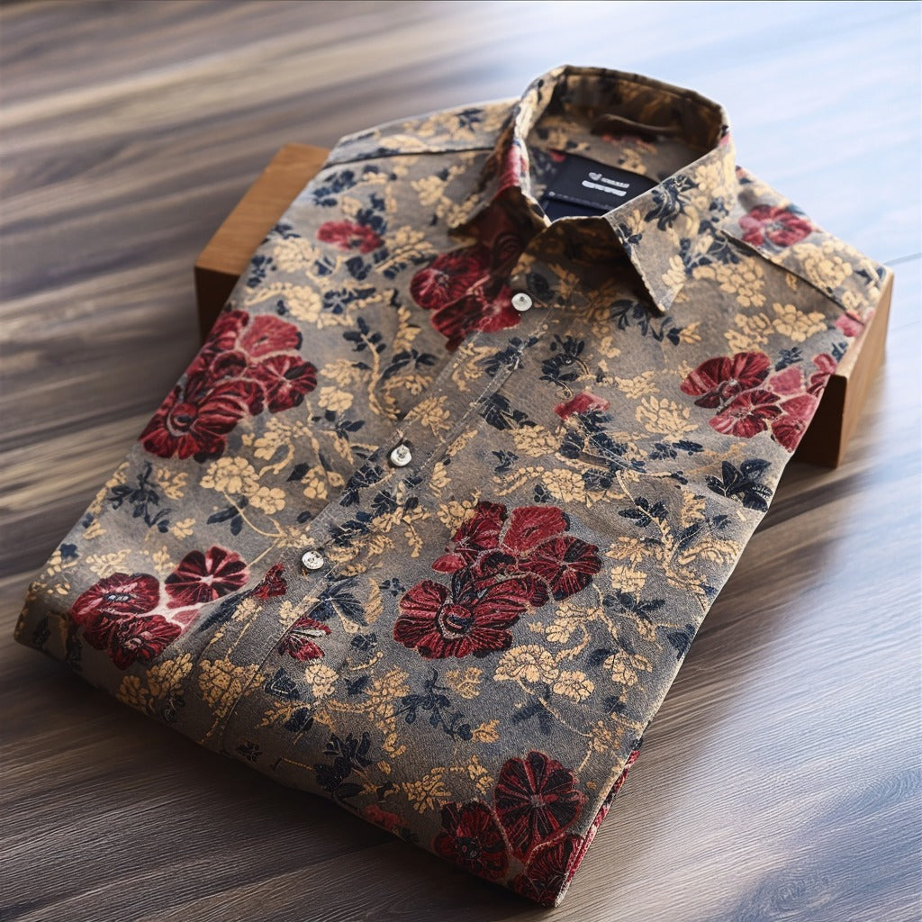 Retro ethnic totem pattern casual shirt long sleeves