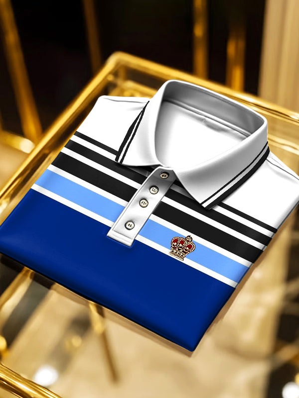 Men's Classic Business Logo Button Short Sleeve Polo Shirt