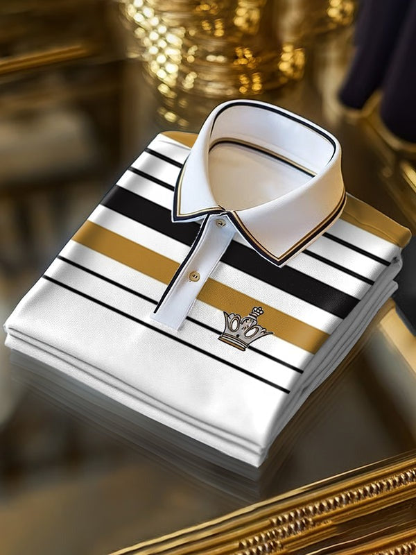 Men's Classic Business Logo Button Short Sleeve Polo Shirt