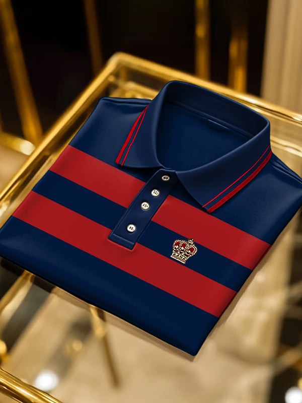 Men's Classic Business Logo Button Short Sleeve Polo Shirt