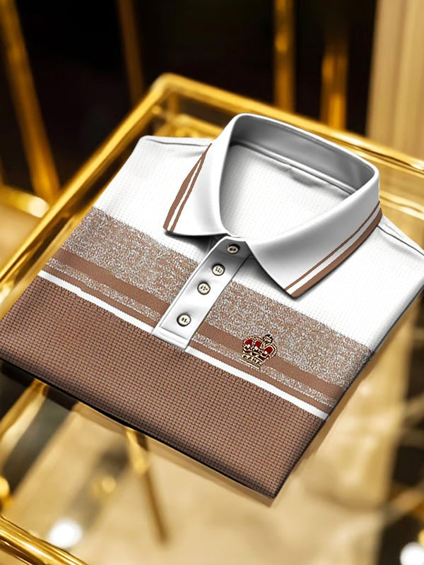 Men's Classic Business Logo Button Short Sleeve Polo Shirt