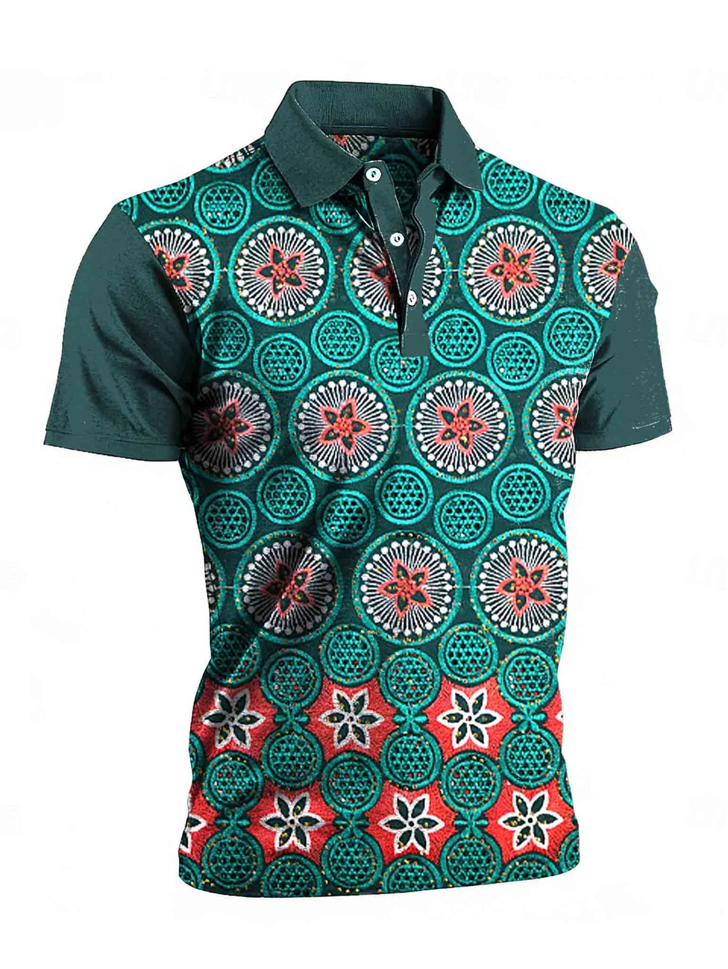 Geometric Tribal Patterns Art Print Casual Short Sleeve Polo Shirt