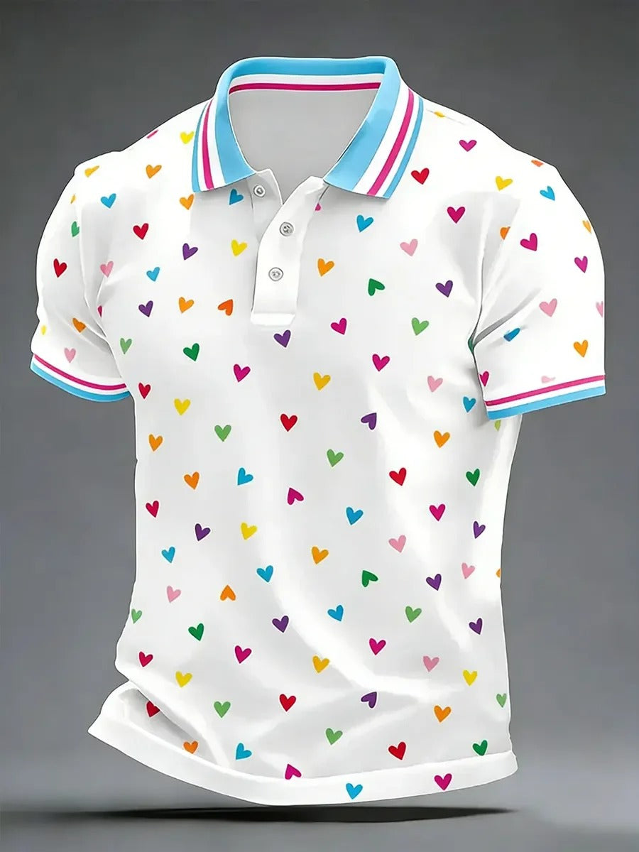 High Quality Geometric Art Print Short Sleeve Polo Shirt
