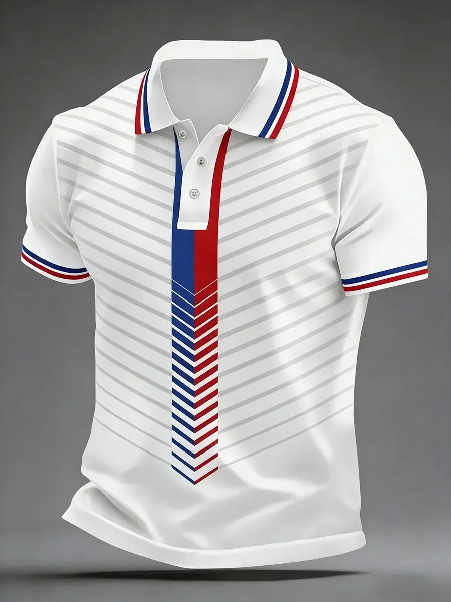 High Quality Geometric Art Print Short Sleeve Polo Shirt