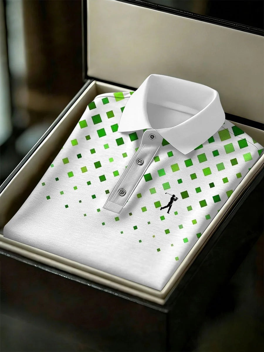 Men's Business Style Print Short Sleeved Polo Shirt