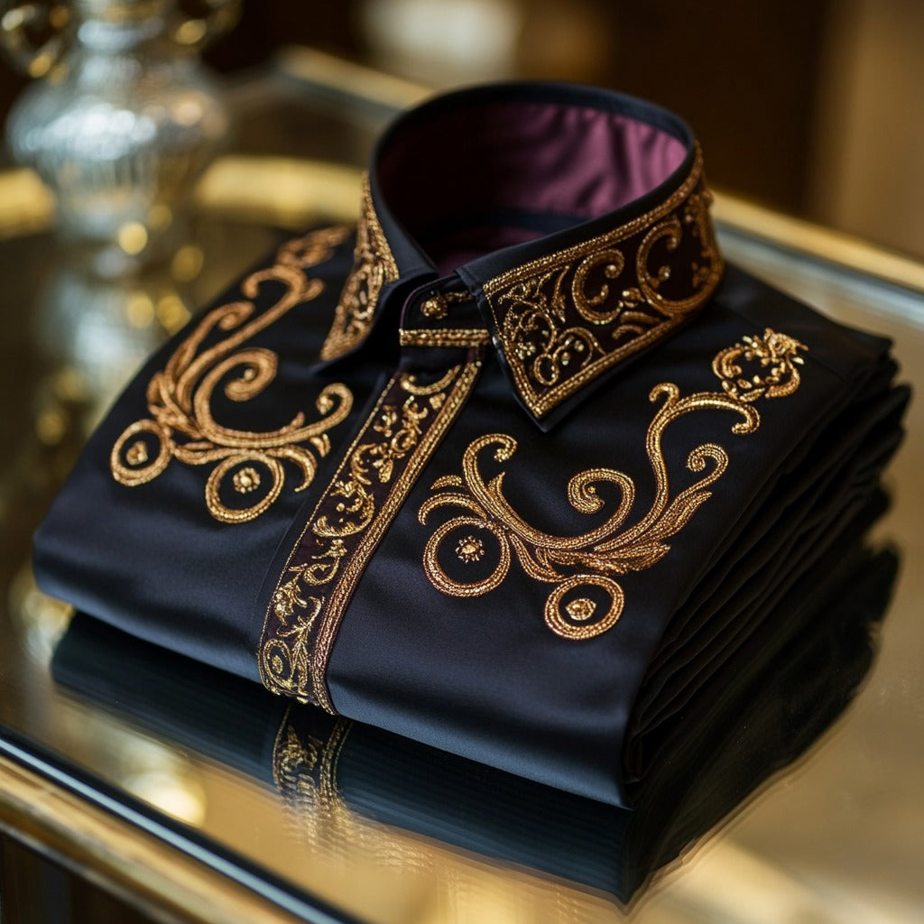 Luxurious and high-end Men's stand collar shirt floral patterns
