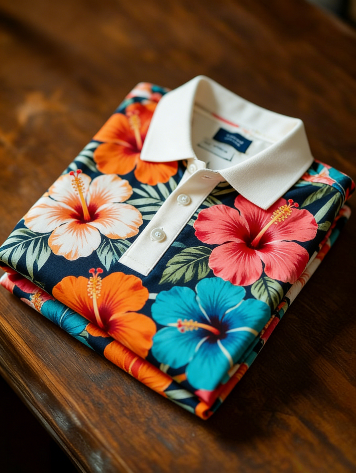 Men's Floral Printed Holiday Casual Short Sleeve Polo Shirt