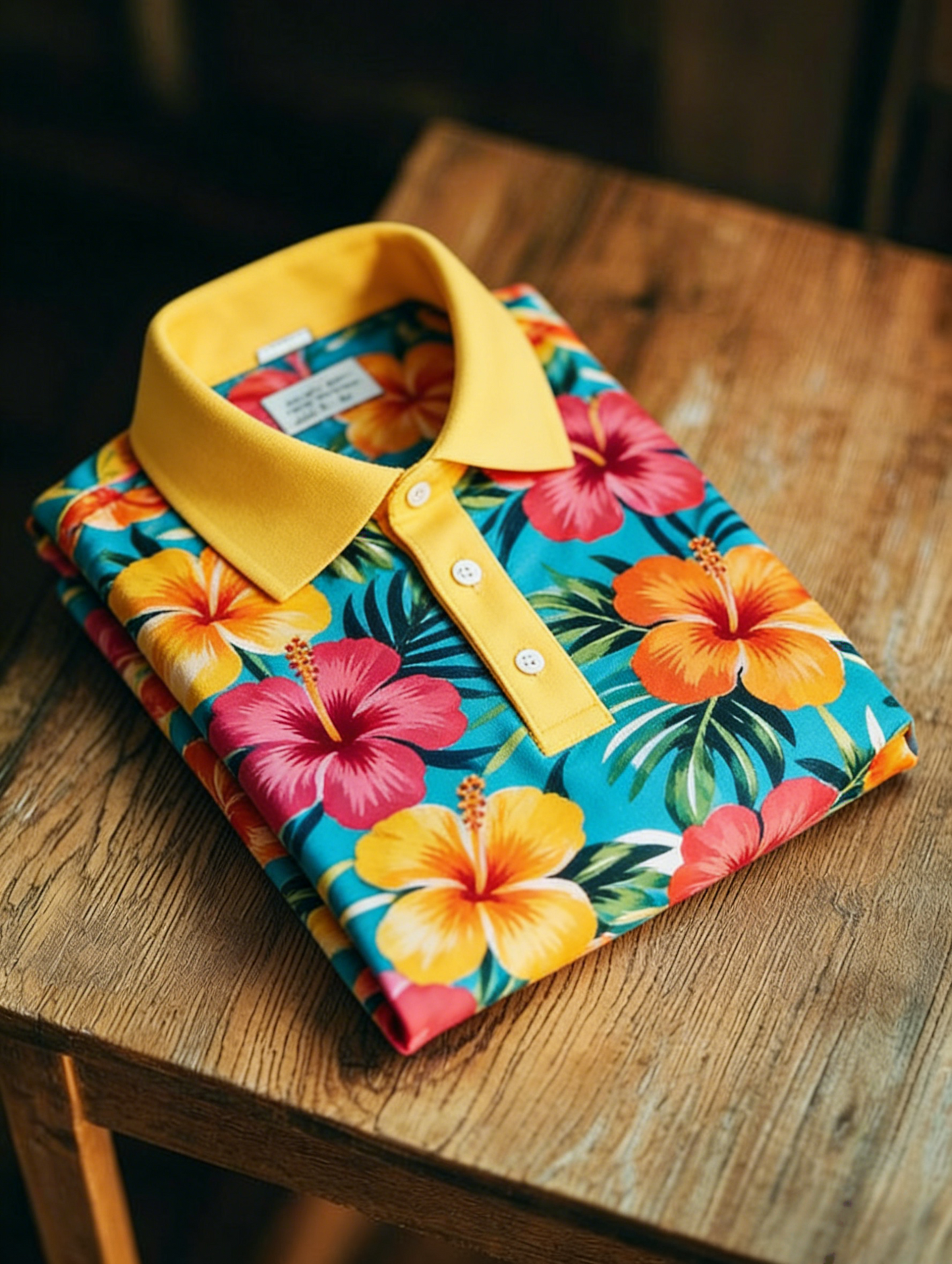 Men's Floral Printed Holiday Casual Short Sleeve Polo Shirt