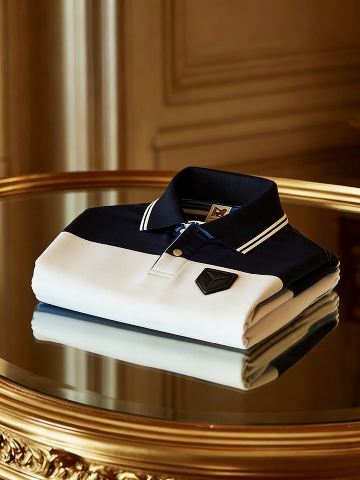Men's Business Style Print Short Sleeved Polo Shirt