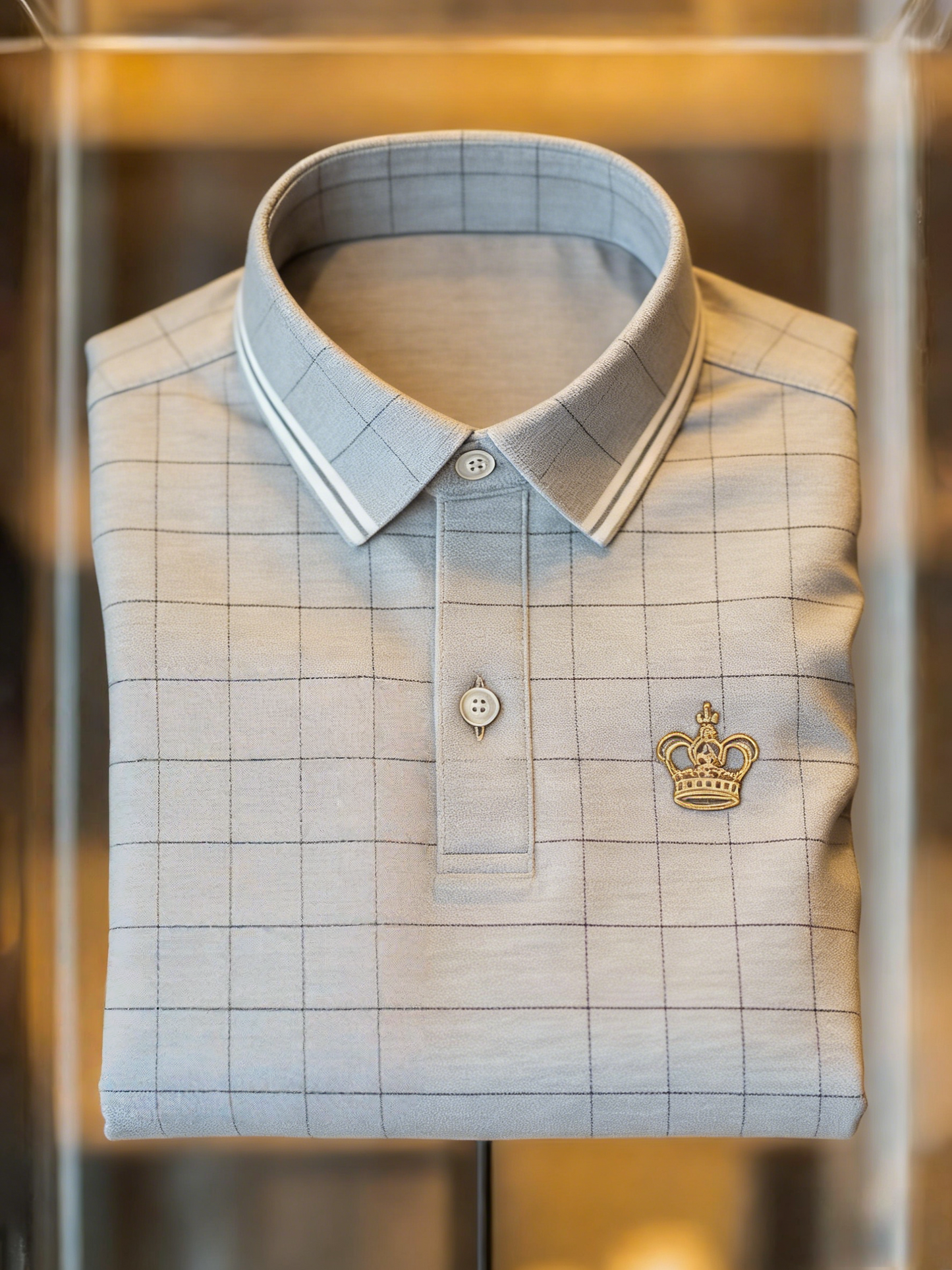 Men's Business Style Print Short Sleeved Polo Shirt