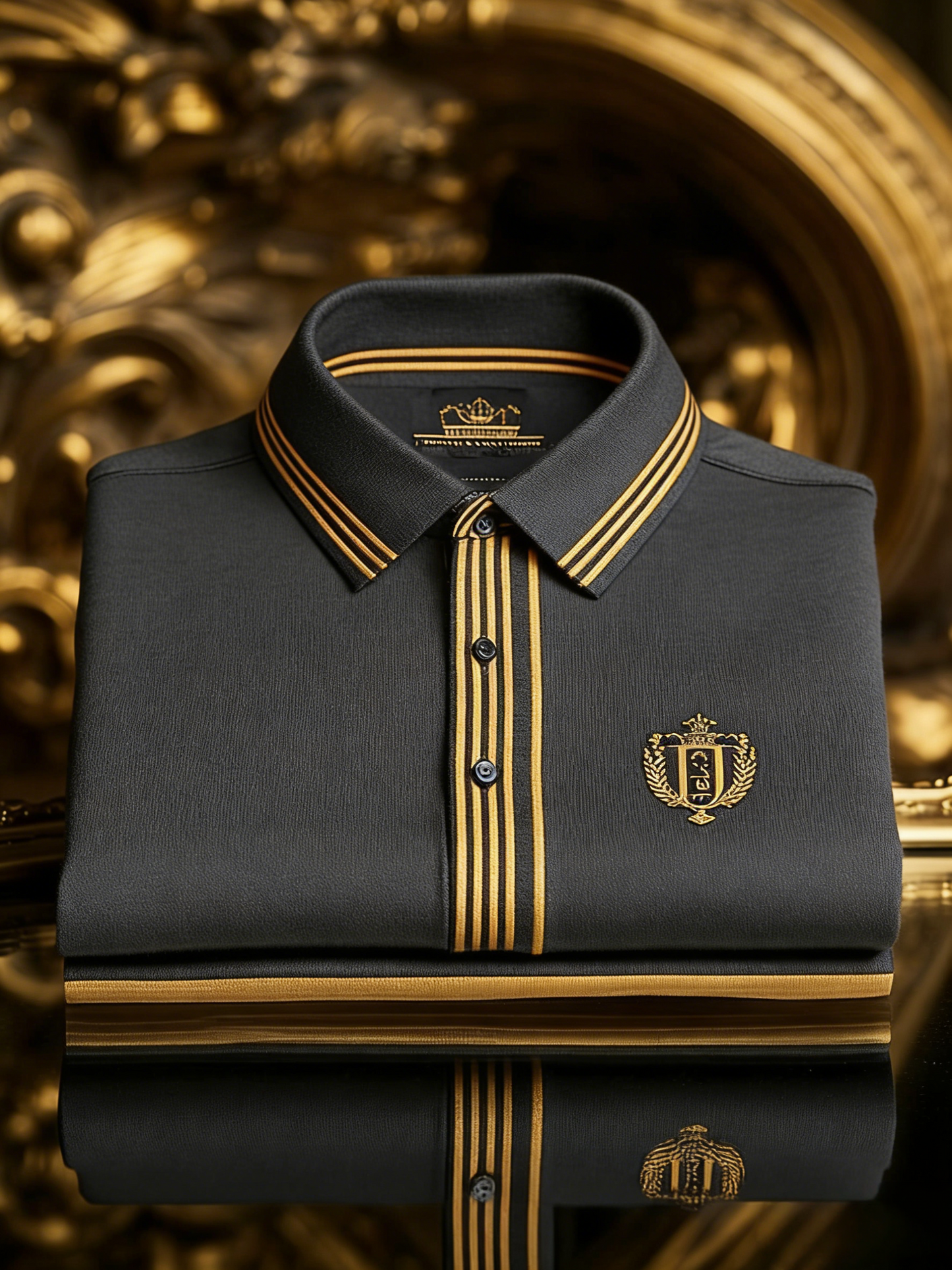 Men's Business Style Print Short Sleeved Polo Shirt